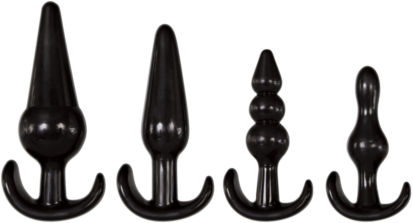 4 Piece Anal Plug Kit - Black - Not Very Vanilla