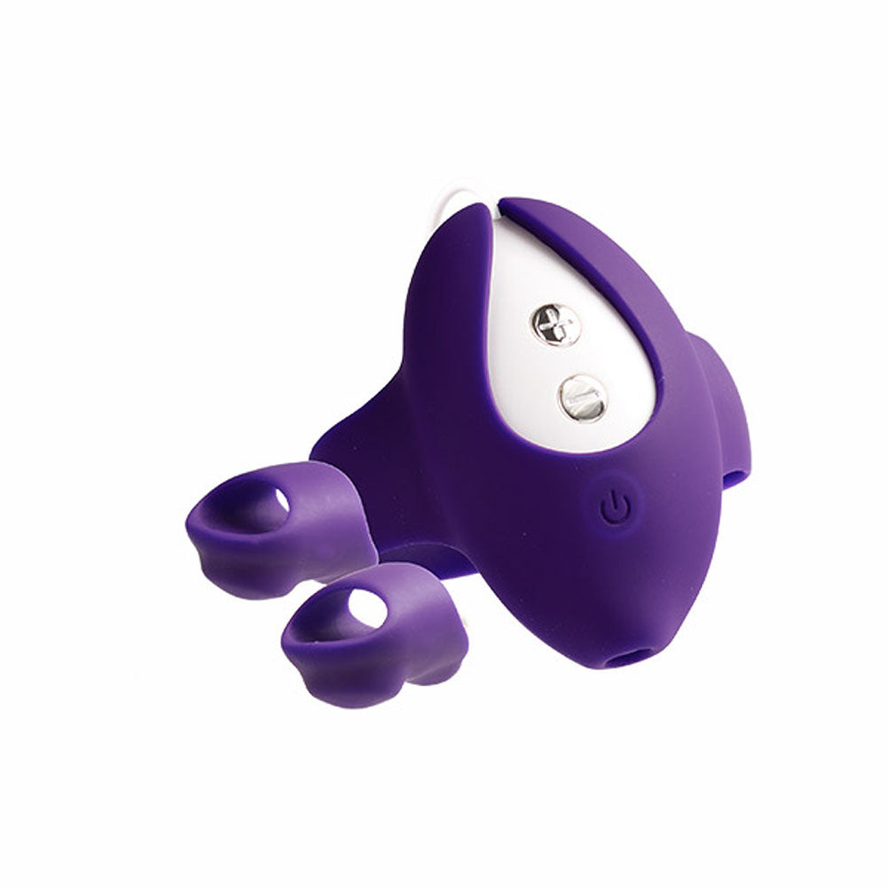 Kimi Rechargeable Dual Finger Vibe With Remote Control - Deep Purple - Not Very Vanilla