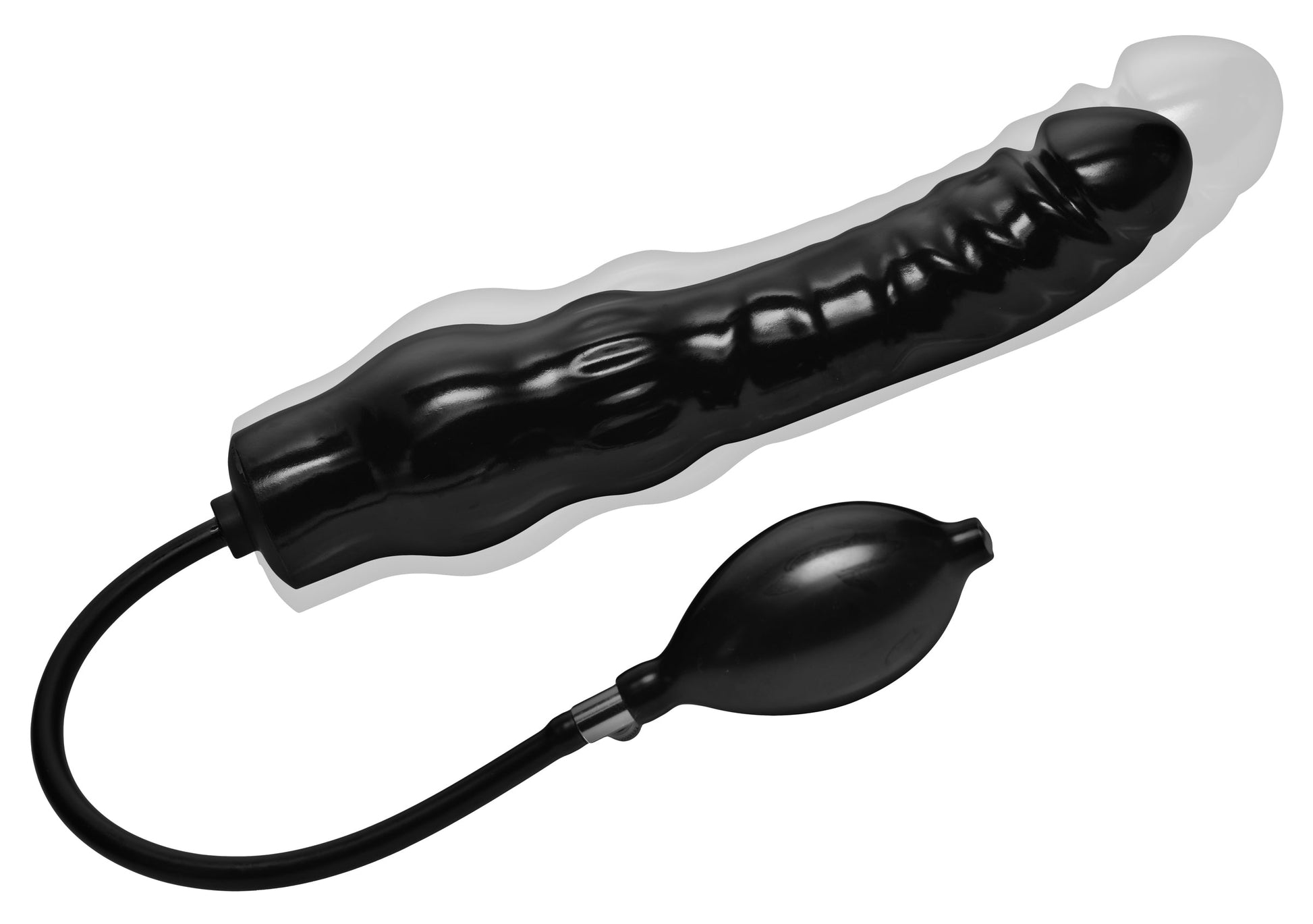 Inflatable 11 Inch Super Dong - Black - Not Very Vanilla