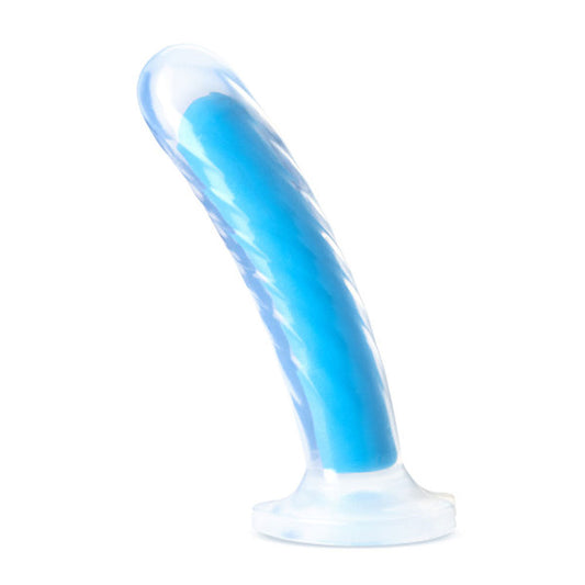 Neo Elite - Glow in the Dark - Tao - 7 Inch Silicone Dual Density Dildo - Neon Blue - Not Very Vanilla