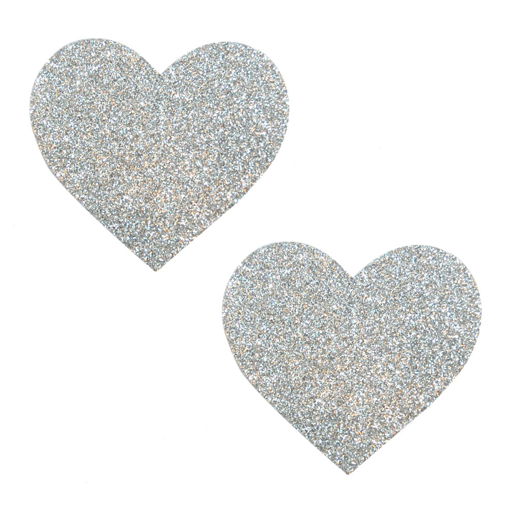 Silver Pixie Dust Glitter Heart Pasties - Not Very Vanilla