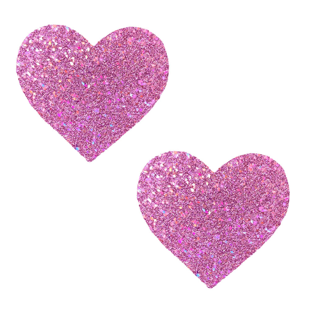 Pegasus Kisses Iridescent Pink Glitter I Heart U Nipztix Pasties - Not Very Vanilla