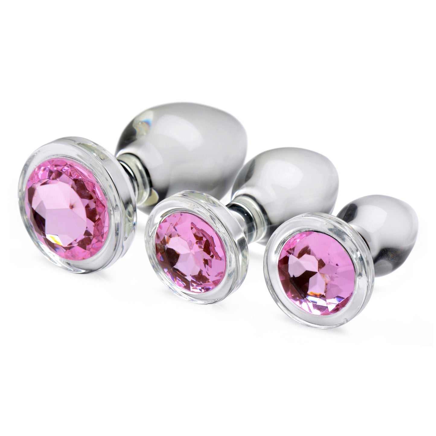 Pink Gem Glass Anal Plug Set - Not Very Vanilla