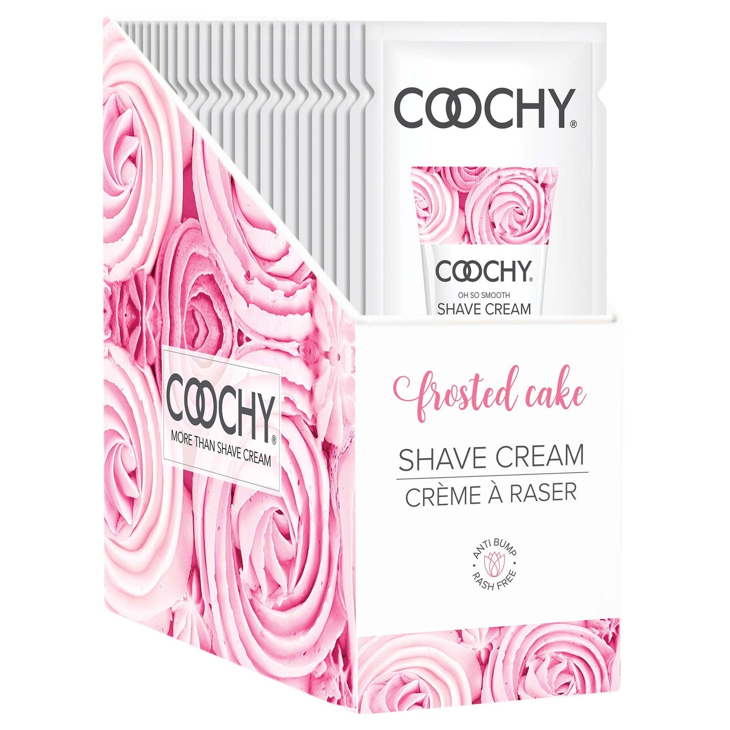 Coochy Shave Cream - Frosted Cake - 15 ml Foils 24 Count Display - Not Very Vanilla