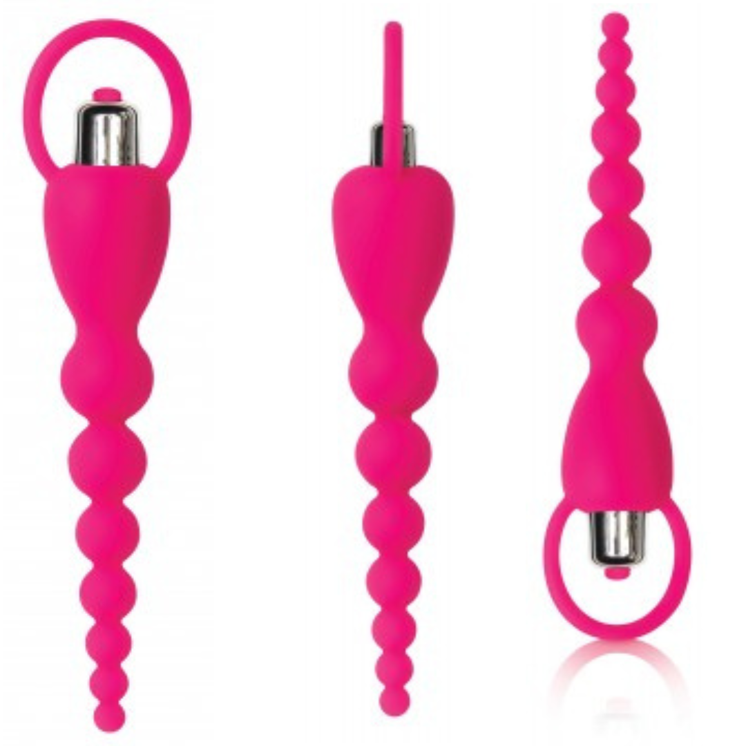 Adam and Eve Silicone Booty Bliss Vibrating Beads - Pink - Not Very Vanilla