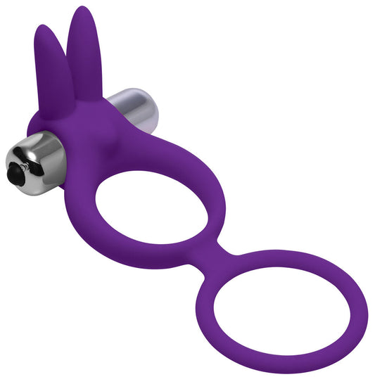 Throbbin Hopper Cock and Ball Ring With  Vibrating Clit Stimulator - Purple FR-AE704