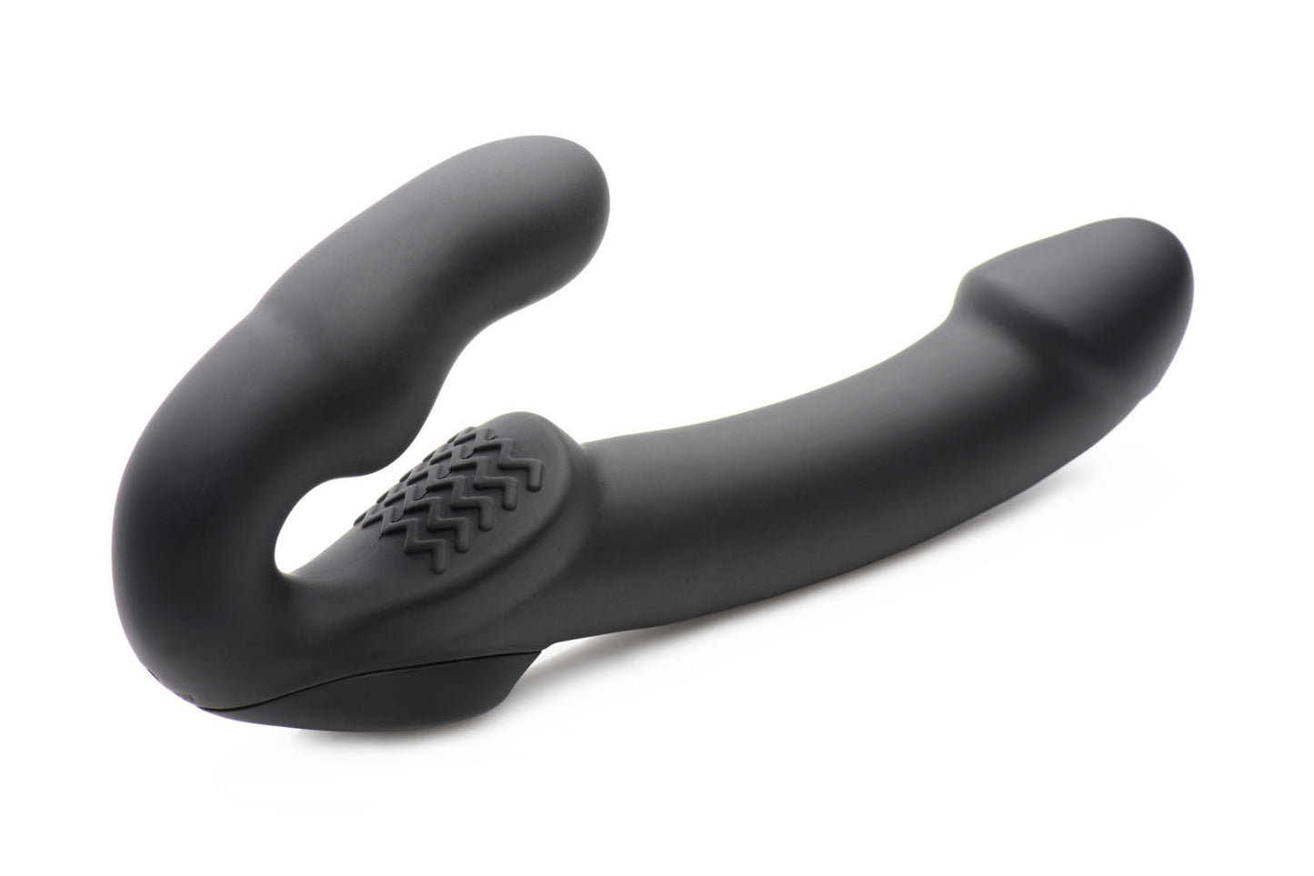 Evoke Rechargeable Vibrating Silicone Strapless Strap on - Black - Not Very Vanilla