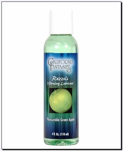 Razzels Warming Lubricant - Pleasurable Green Apple - 4 Oz. Bottle - Not Very Vanilla