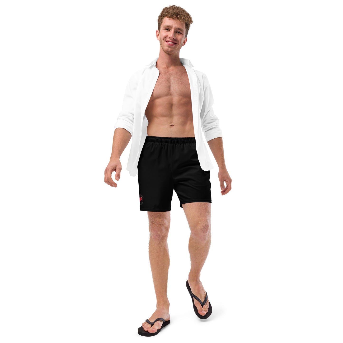 Full Logo Men's swim trunks - Black - Not Very Vanilla