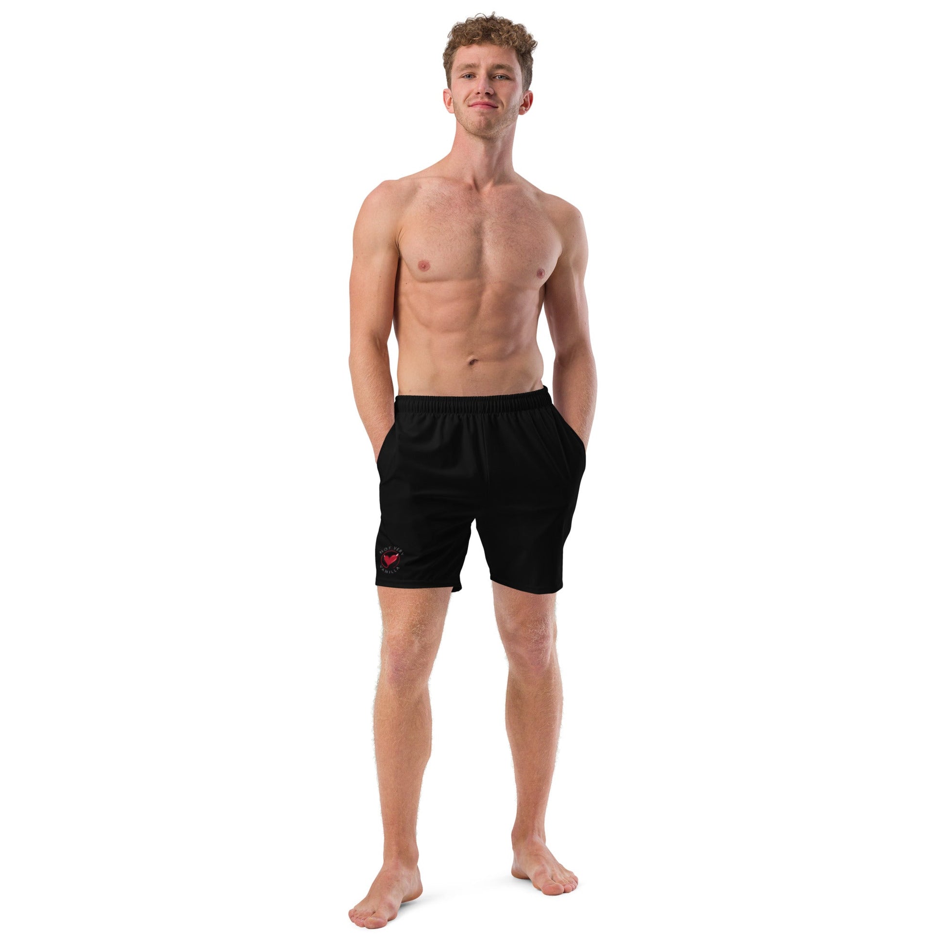 Full Logo Men's swim trunks - Black - Not Very Vanilla