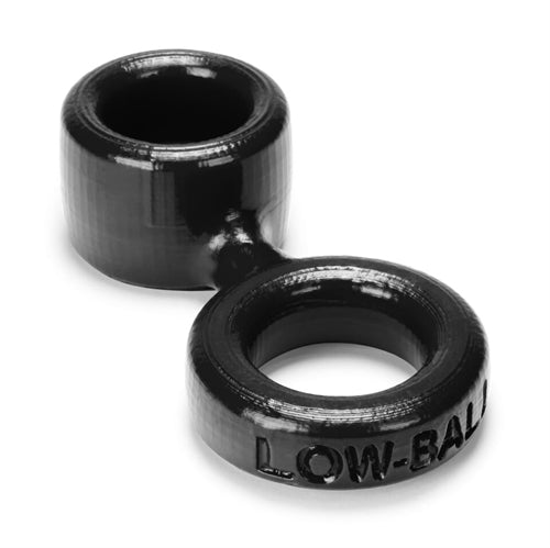 Low Ball Cock Ring With Attached Ball Stretcher - Black - Not Very Vanilla