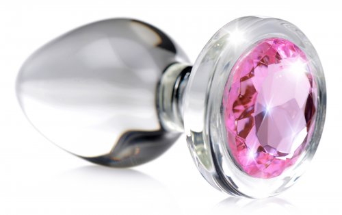 Pink Gem Glass Anal Plug - Large - Not Very Vanilla