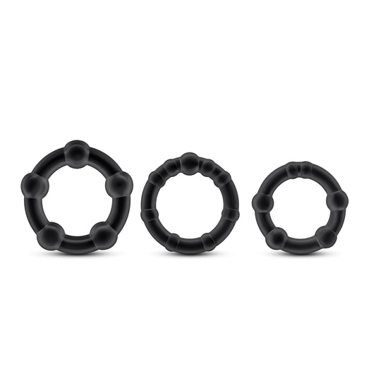 Stay Hard - Beaded Cock Rings - 3 Pack - Black - Not Very Vanilla