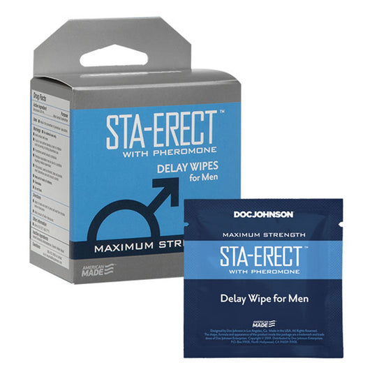 Sta-Erect With Pheromone - Delay Wipes for Men - 10 Pack - Not Very Vanilla