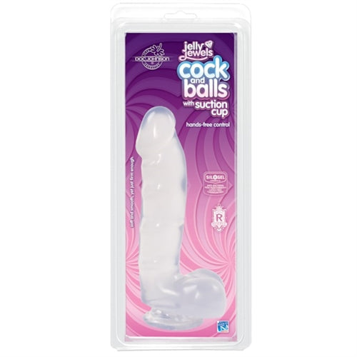 Jelly Jewels - Cock and Balls With Suction Cup - Clear - Not Very Vanilla