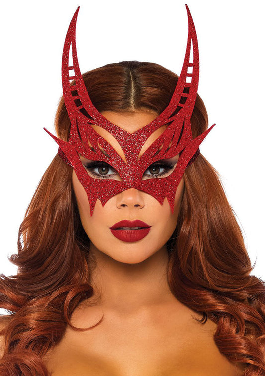 Glitter Die Cut Devil Masquerade Mask - Red - Not Very Vanilla