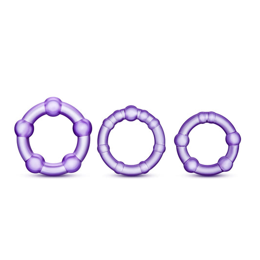 Stay Hard Beaded Cockrings - 3 Pack - Purple - Not Very Vanilla