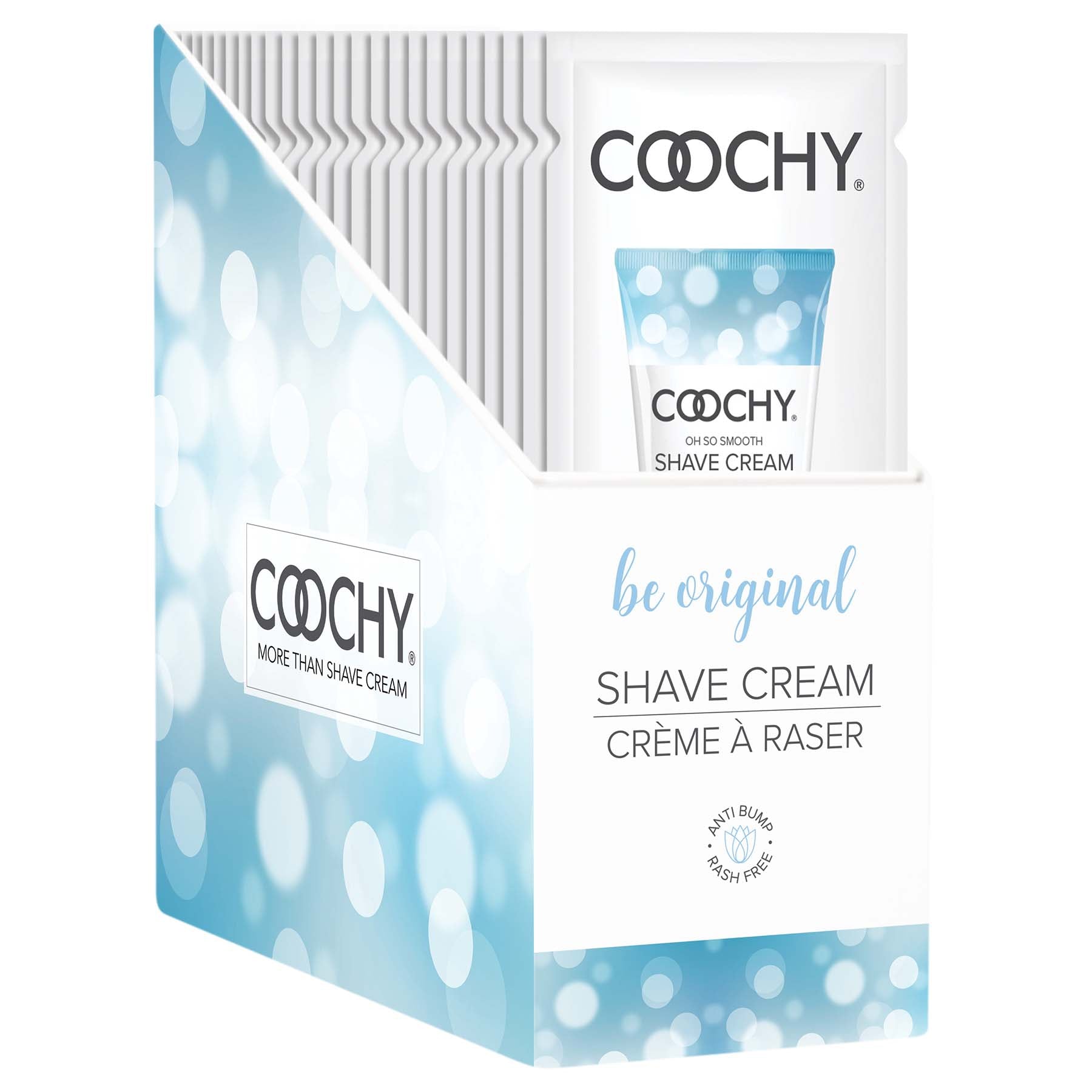 Coochy Shave Cream - Be Original - 15 ml Foils 24 Count Display - Not Very Vanilla