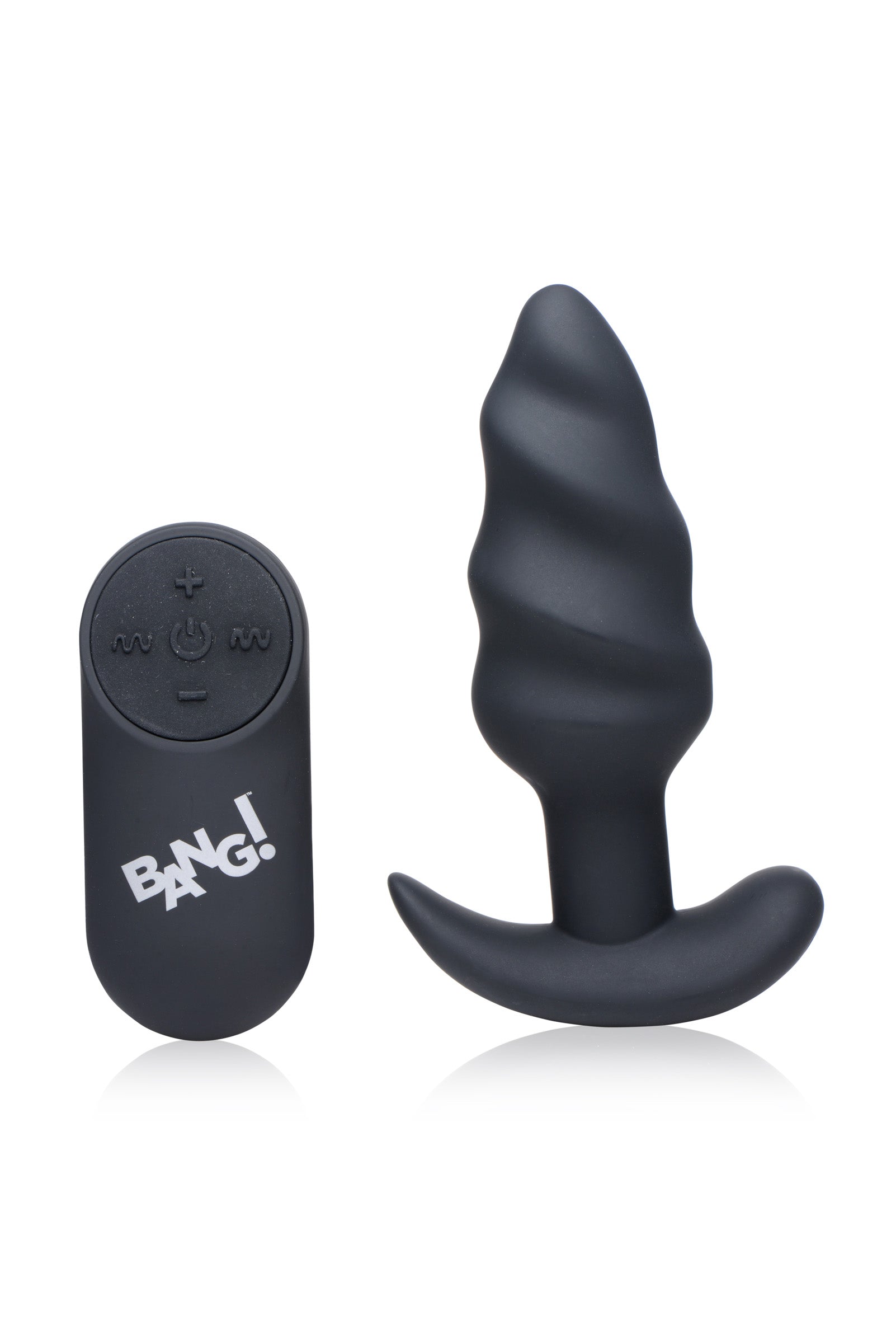 21x Silicone Swirl Plug With Remote -Black - Not Very Vanilla