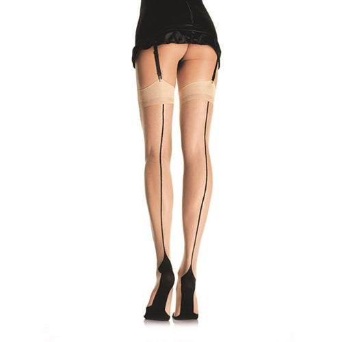 Contrast Backseam Stockings - One Size - Nude - Not Very Vanilla