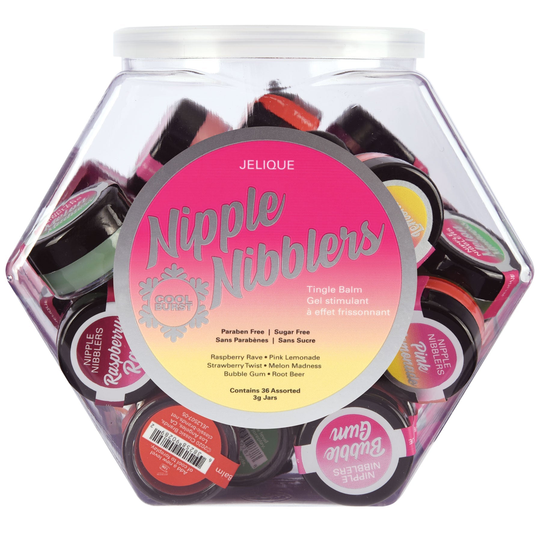 Nipple Nibblers Tingle Balm - 36 Pc. Bowl - 3gm Jars Assorted - Not Very Vanilla