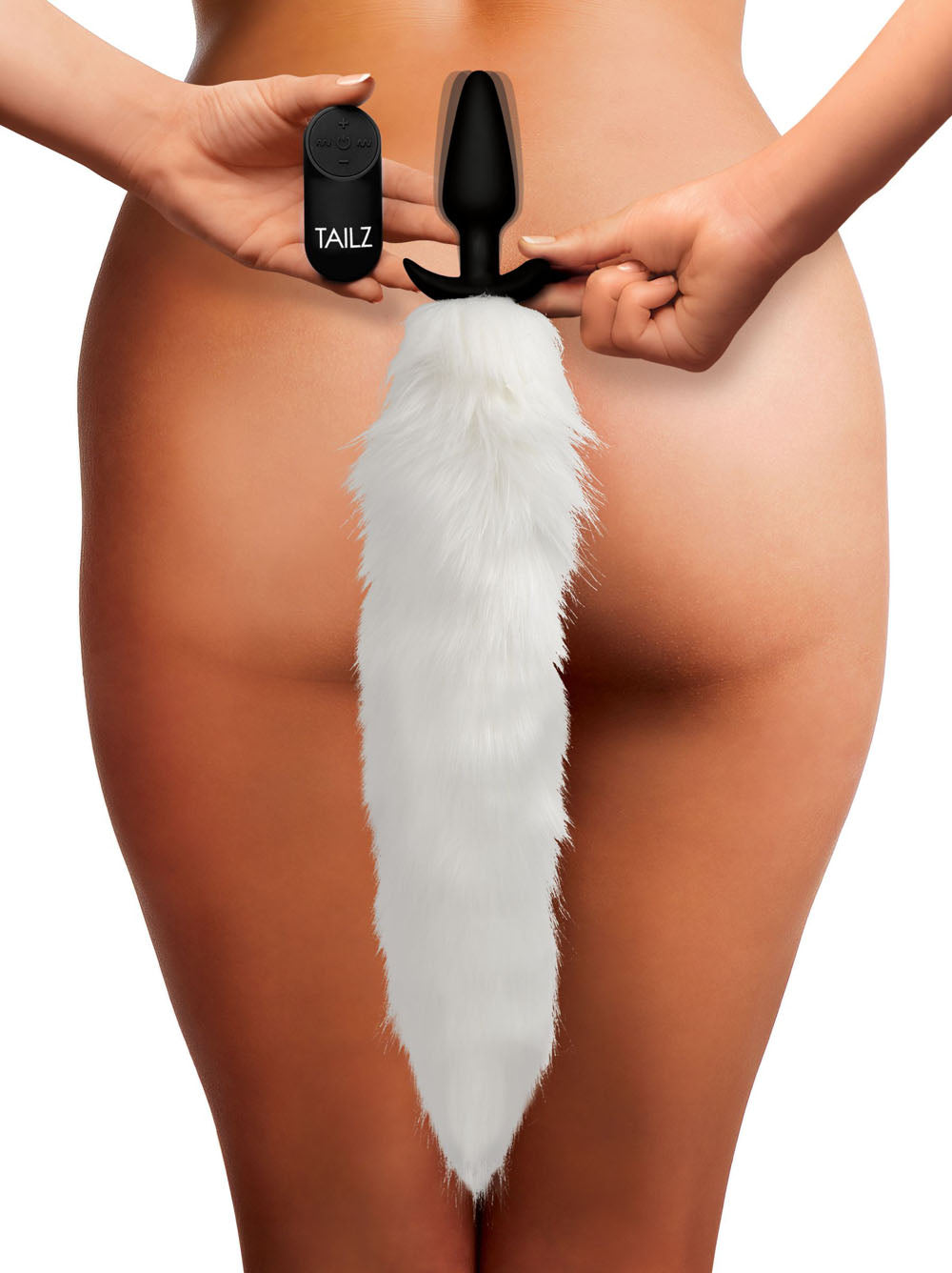 Vibrating White Fox Tail Slender Anal Plug - Not Very Vanilla