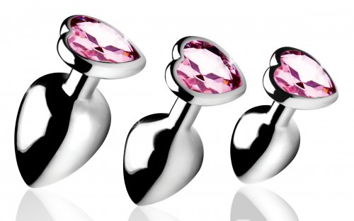 Booty Sparks Pink Heart Gem Anal Plug Set - Not Very Vanilla