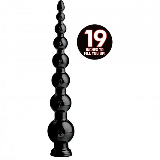 Hosed 19 Inch Graduated Bead Anal Snake with suction cup - Not Very Vanilla