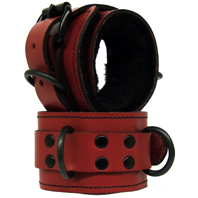 Fleece Lined Leather Wrist Cuff - Not Very Vanilla