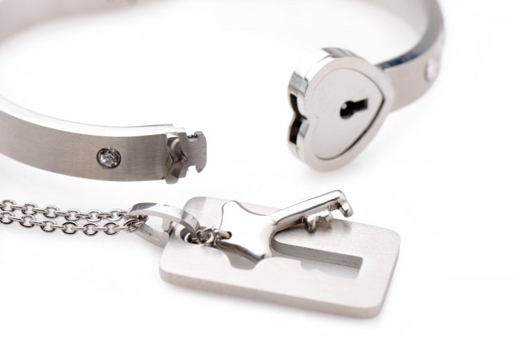 Cuffed Locking Bracelet and Key Necklace - Not Very Vanilla