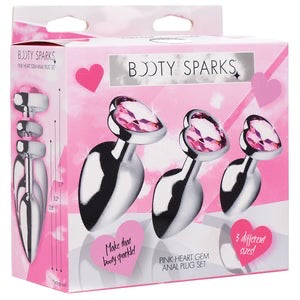 Booty Sparks Pink Heart Gem Anal Plug Set - Not Very Vanilla