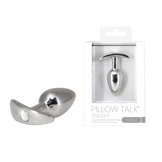 Pillow Talk Sneaky Stainless Steel Butt Plug With Swarovski Crystal - Not Very Vanilla