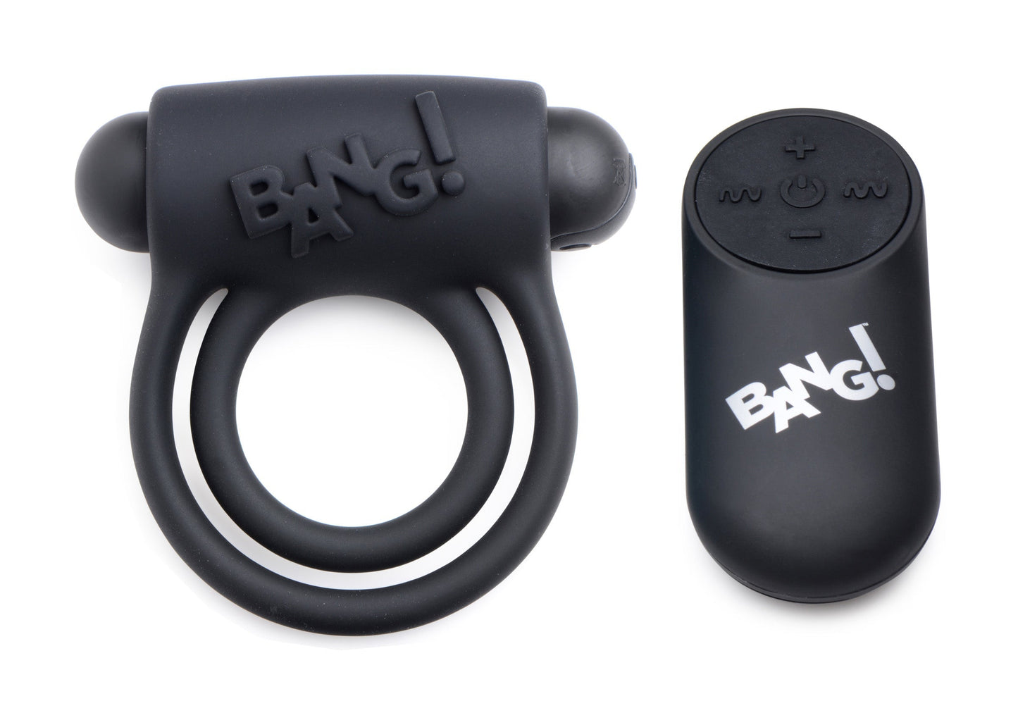 Bang - Silicone Cock Ring and Bullet With Remote Control - Black - Not Very Vanilla