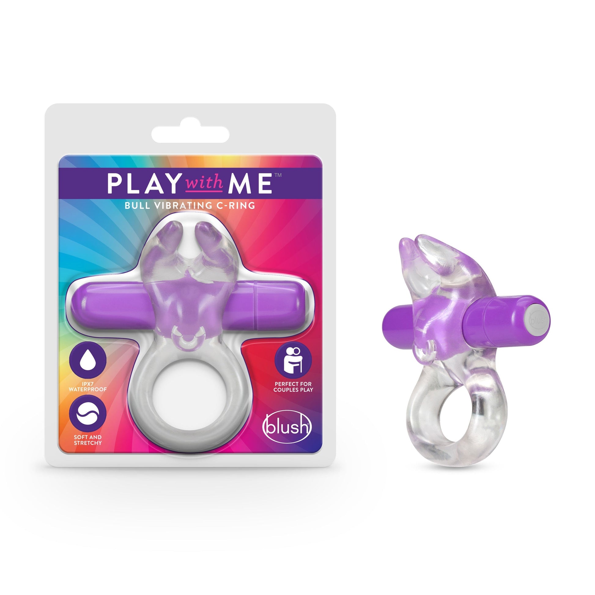 Play With Me Bull Vibrating C-Ring - Purple - Not Very Vanilla