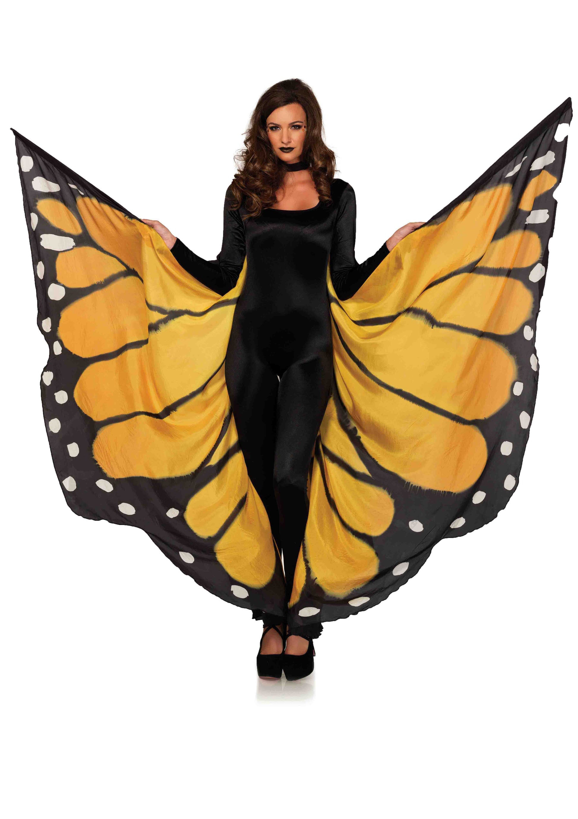 Festival Butterfly Wing Halter Cape - Orange/ - One Size - Black - Not Very Vanilla