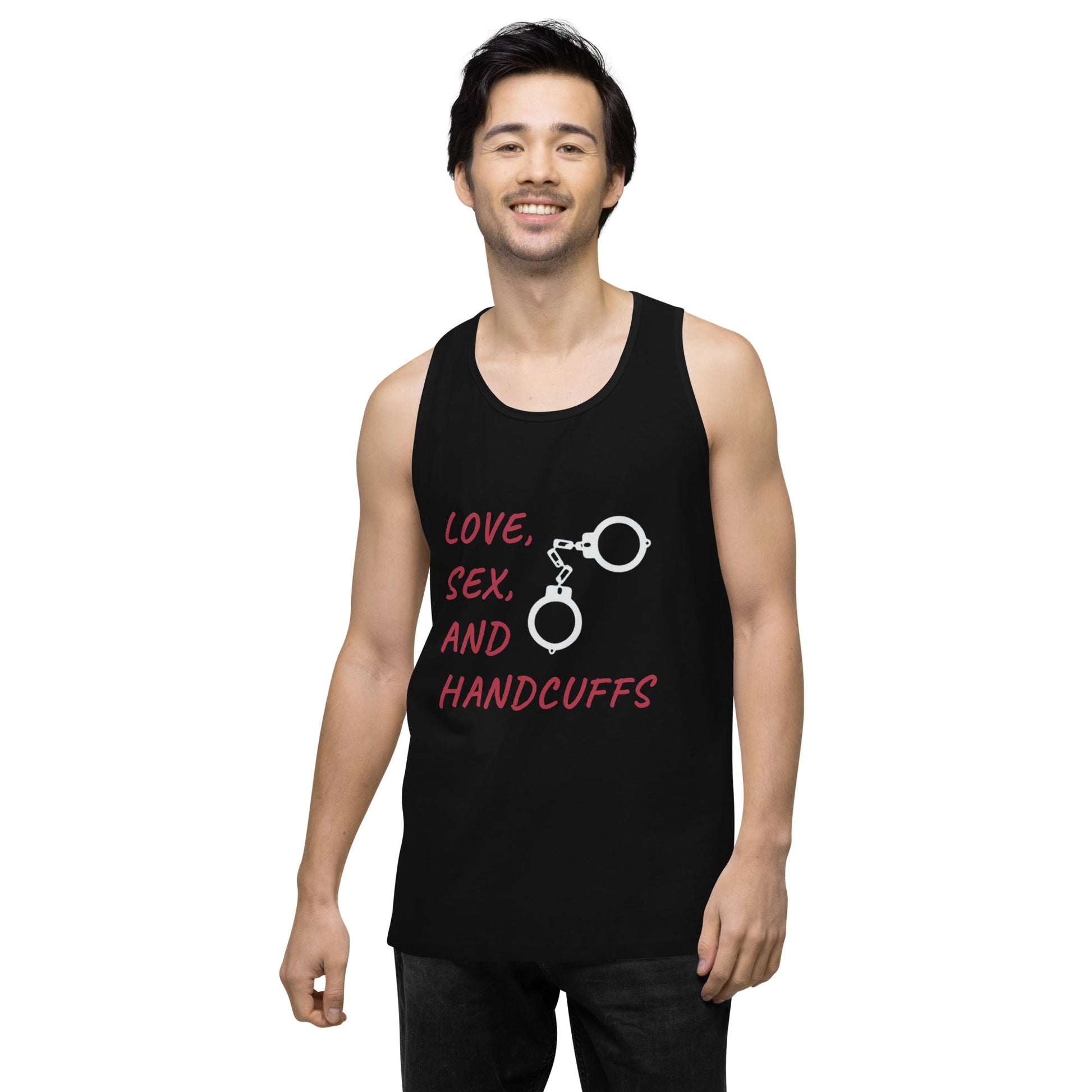 Love, Sex and Handcuffs - Men’s premium tank top - Not Very Vanilla