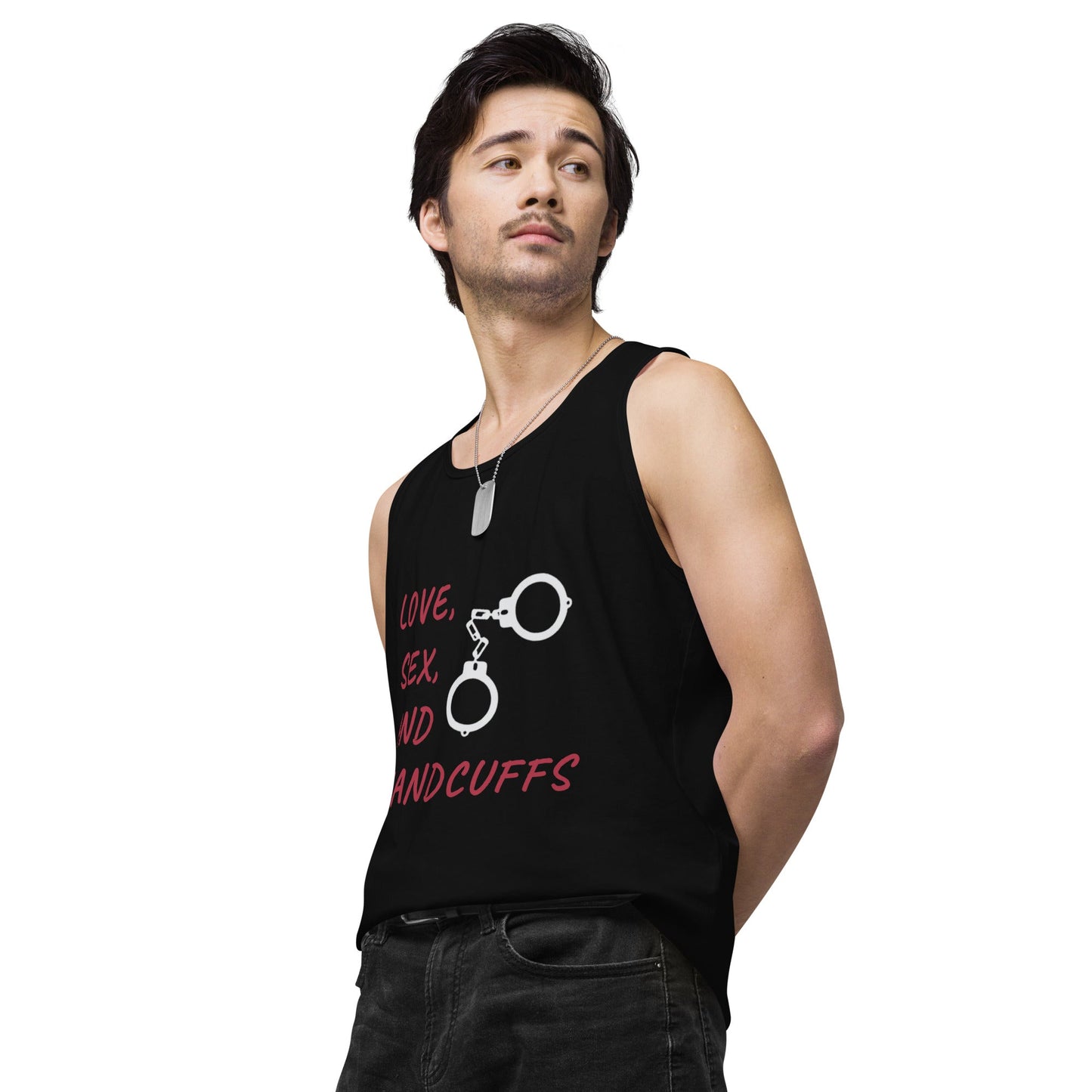 Love, Sex and Handcuffs - Men’s premium tank top - Not Very Vanilla