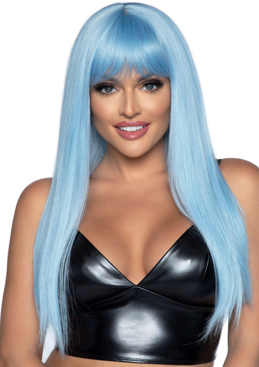 24 Inch Long Straight Bang Wig Blue - Not Very Vanilla