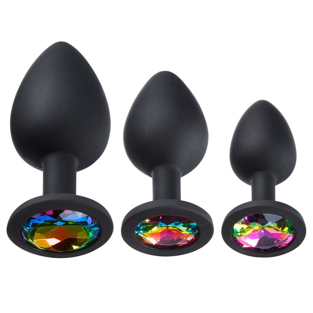 Cloud 9 Novelties Gems Silicone Anal Plug - Includes Small, Med & Large Size - Not Very Vanilla