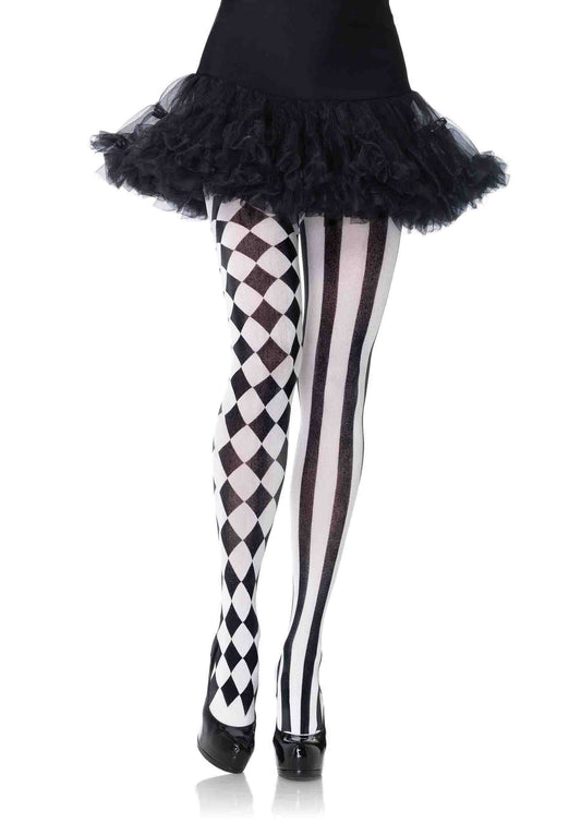 Harlequin Pantyhose - Black/white - Not Very Vanilla