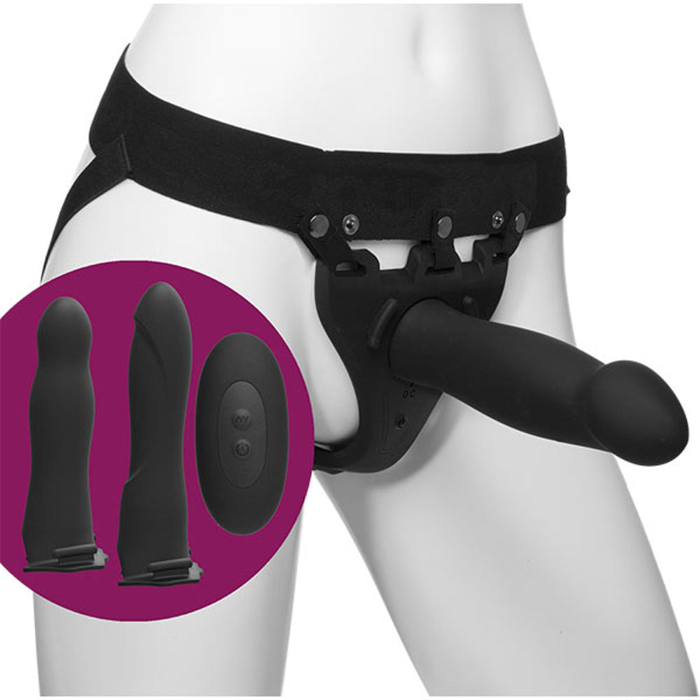 Body Extensions - Hollow Strap-on 4-Piece Set With Clitoral Vibrator - Black - Not Very Vanilla