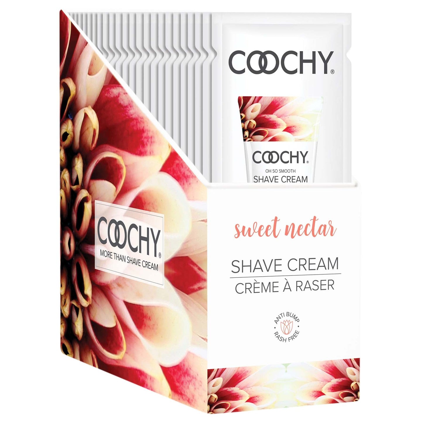 Coochy Shave Cream - Sweet Nectar - 15 ml Foils 24 Count Display - Not Very Vanilla