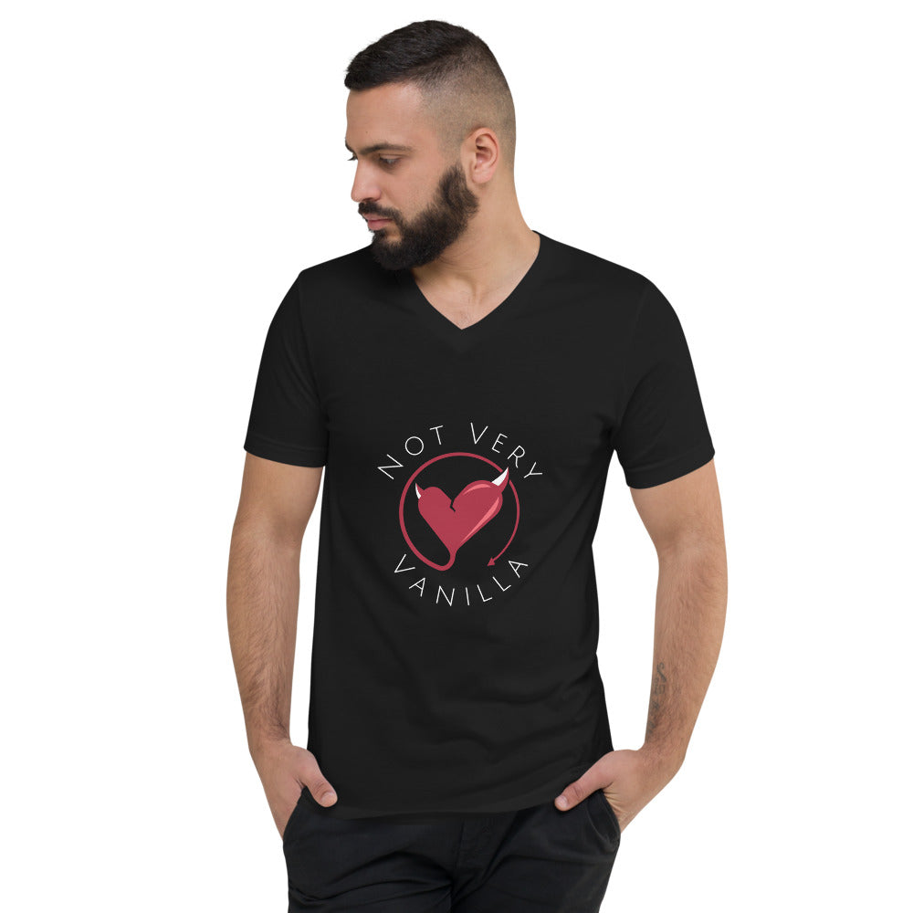 Not Very Vanilla Unisex Short Sleeve V-Neck T-Shirt - Black - Not Very Vanilla