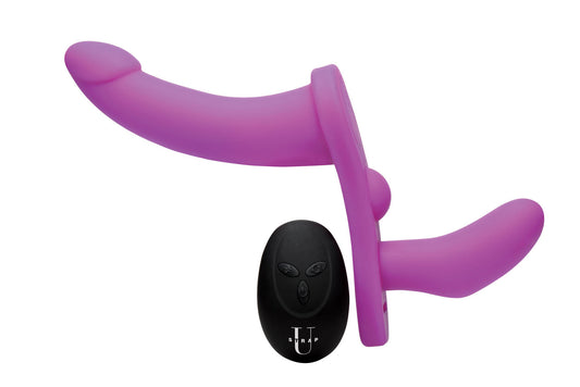 Double Take 10x Vibrating Double Penetration Adjustable Strap-on Purple - Not Very Vanilla