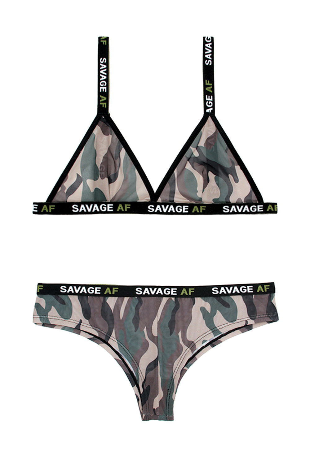 Savage Af Bralette and Cheeky Panty - Forest Camo - M/l - Not Very Vanilla