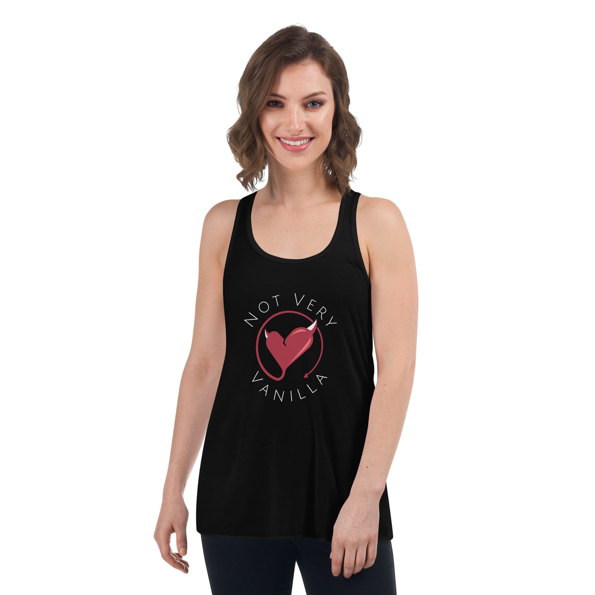 Women's Flowy Racerback Tank - Black - Not Very Vanilla