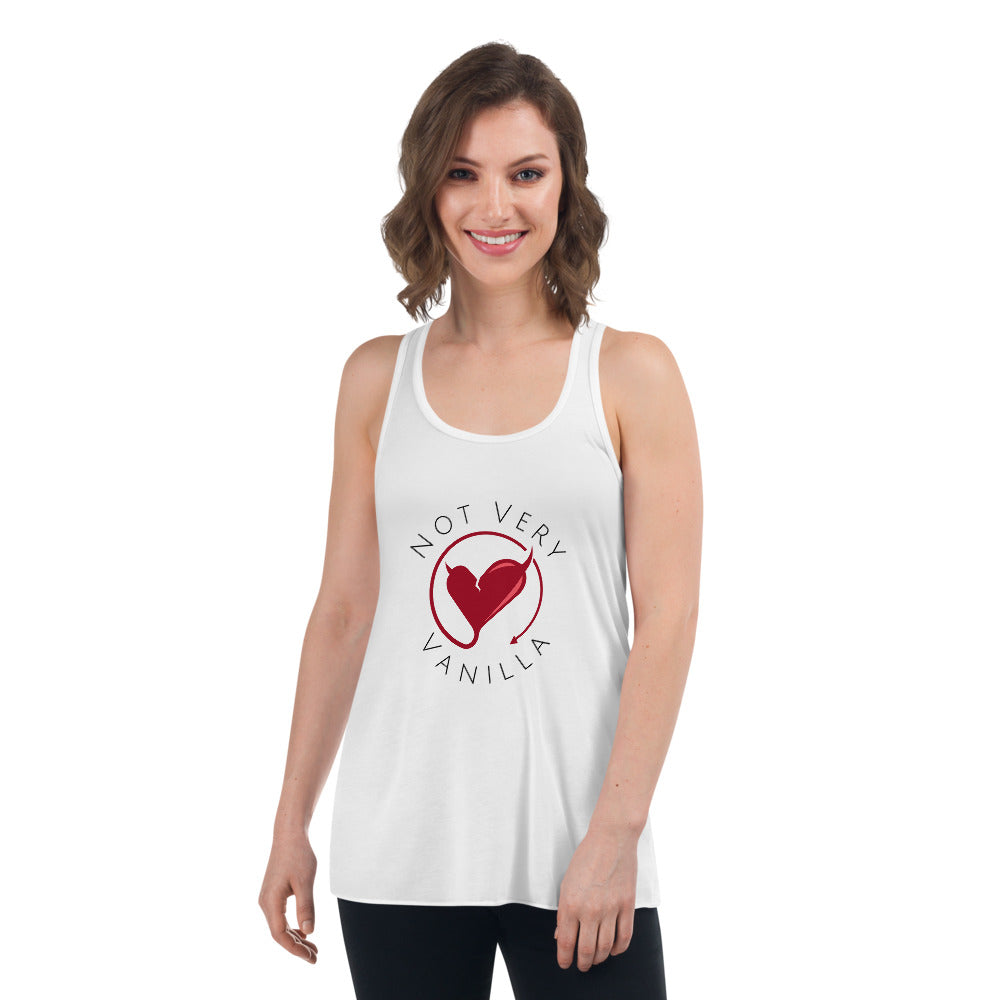 Women's Flowy Racerback Tank - White - Not Very Vanilla