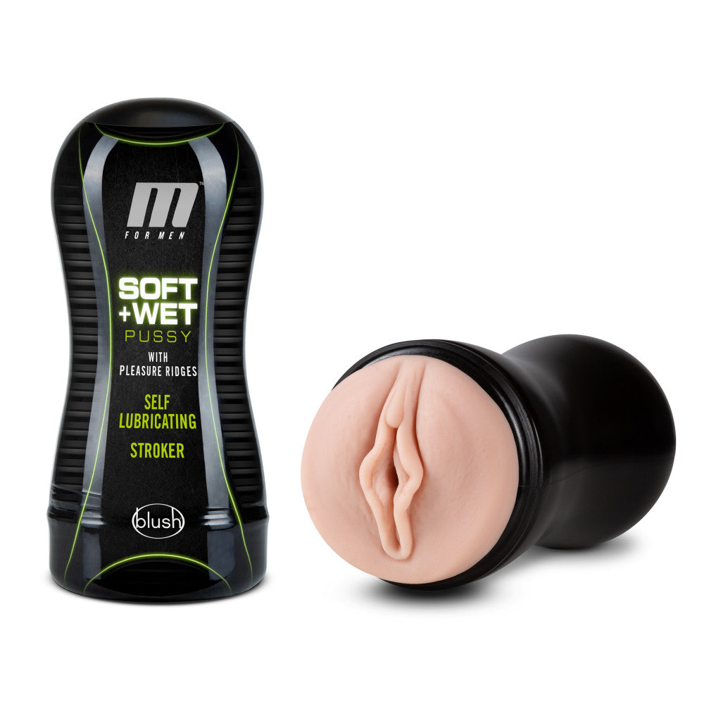 M for Men - Soft and Wet - Pussy With Pleasure Ridges - Self Lubricating Stroker Cup - Vanilla - Not Very Vanilla