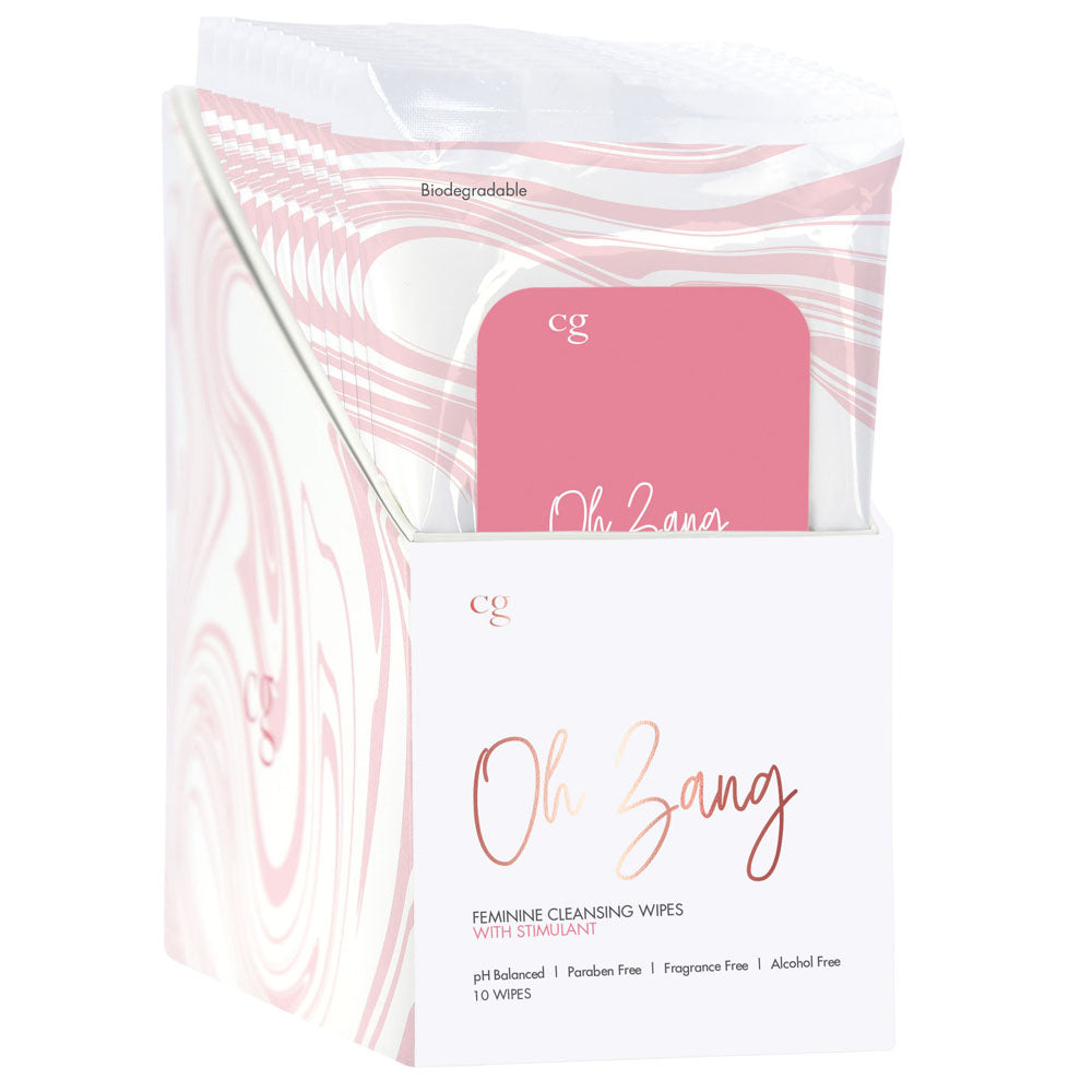 Oh Zang Feminine Cleansing Wipes With Stimulant - 10 Piece Display - Not Very Vanilla